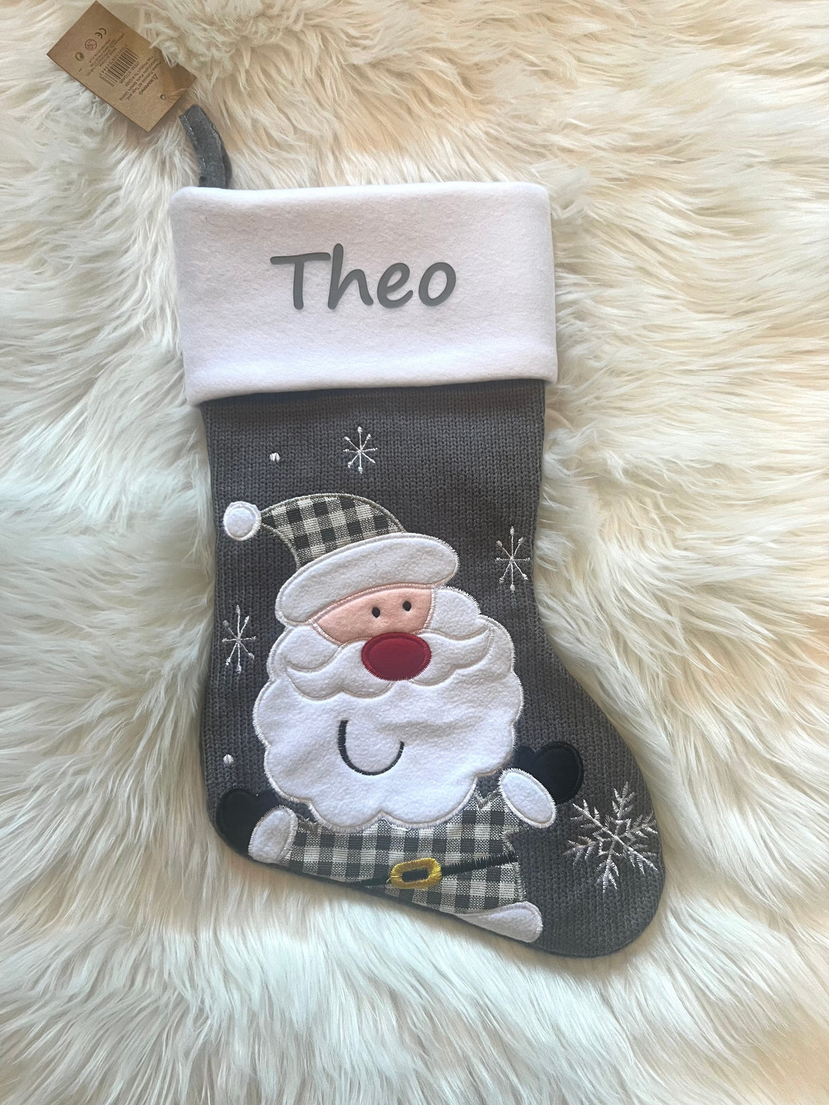 Personalised Christmas Stockings Grey Knitted 6 designs