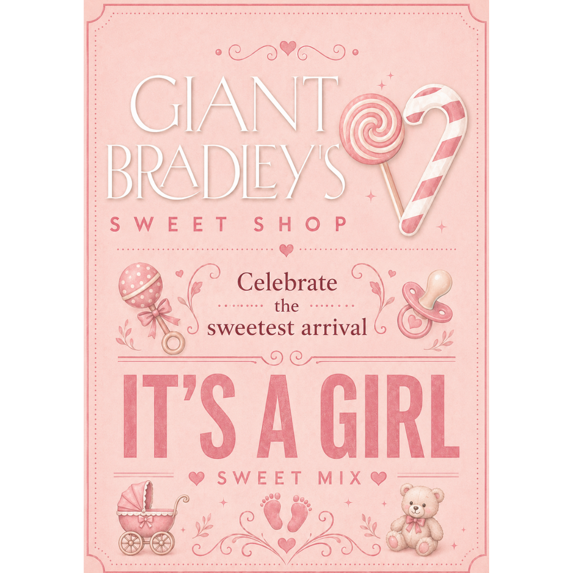 Its a Girl Pouch Perfect for Parties & Baby Showers