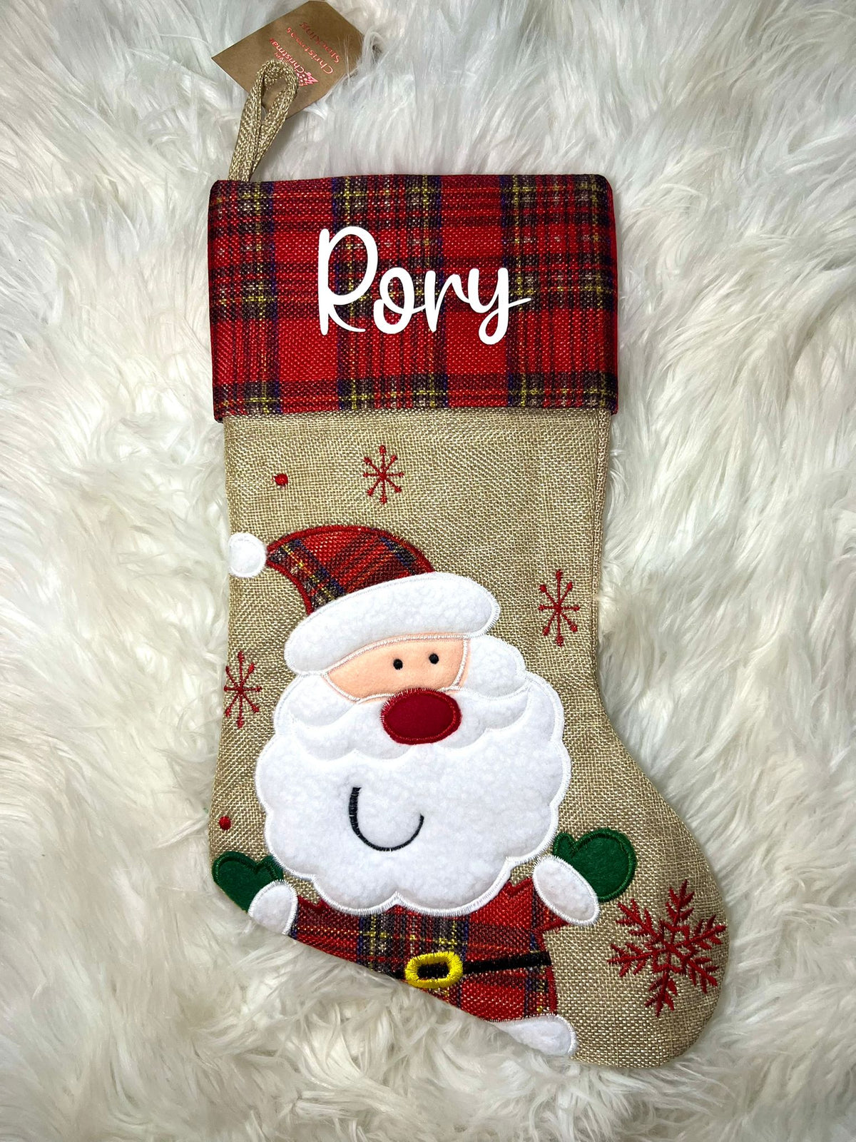 Personalised Tartan Christmas Stocking | Custom Name Xmas Stocking | Tartan Top | Secret Santa & Family Christmas Gift 2026