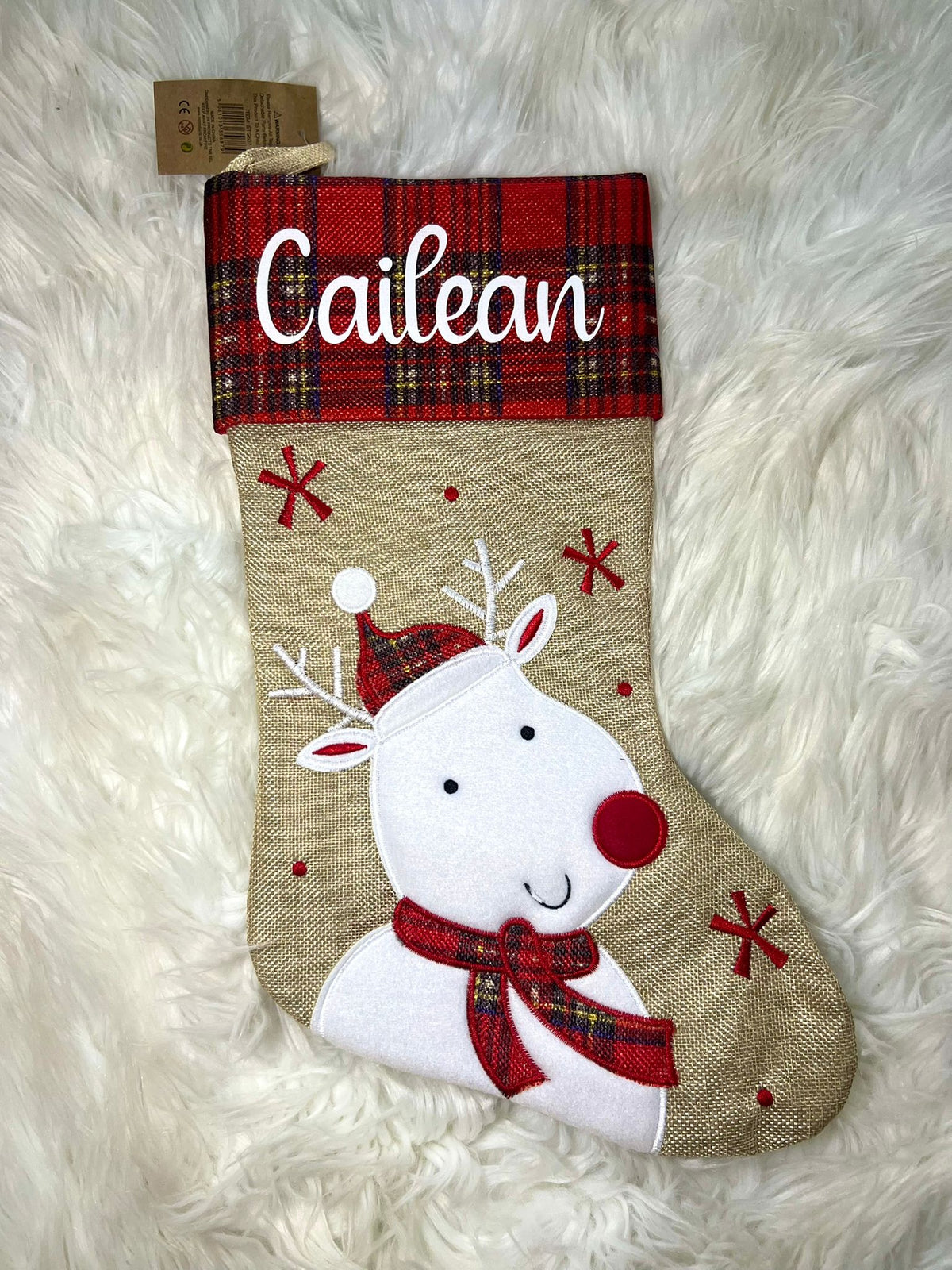 Personalised Tartan Christmas Stocking | Custom Name Xmas Stocking | Tartan Top | Secret Santa & Family Christmas Gift 2026