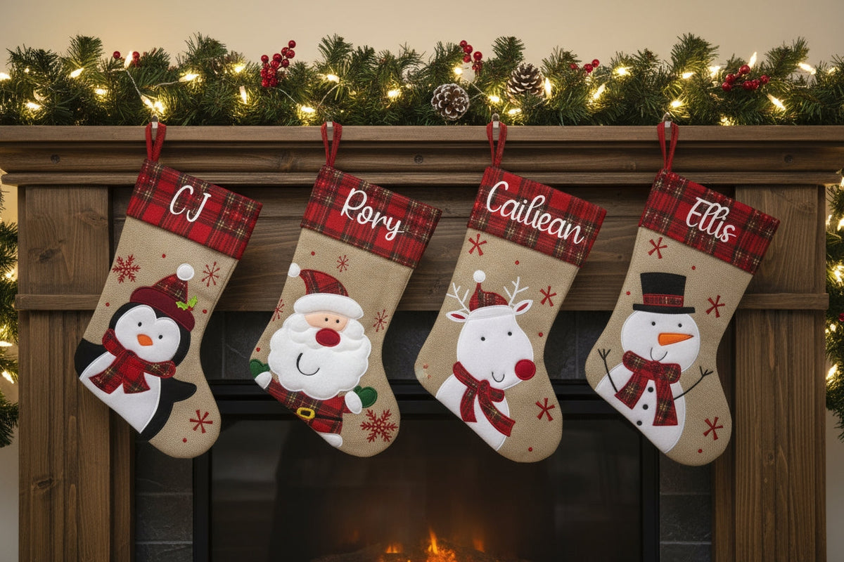 Personalised Tartan Christmas Stocking | Custom Name Xmas Stocking | Tartan Top | Secret Santa & Family Christmas Gift 2026