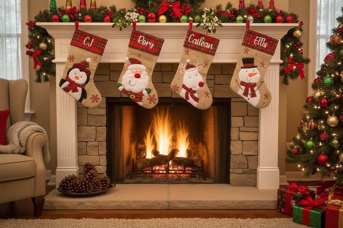 Personalised Tartan Christmas Stocking | Custom Name Xmas Stocking | Tartan Top | Secret Santa & Family Christmas Gift 2026