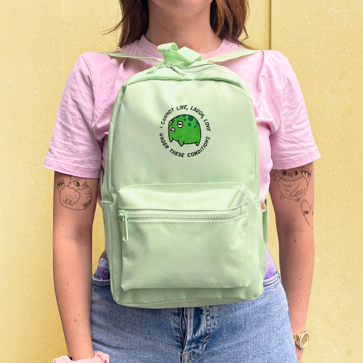 Angry Frog Embroidered Mini Backpack
