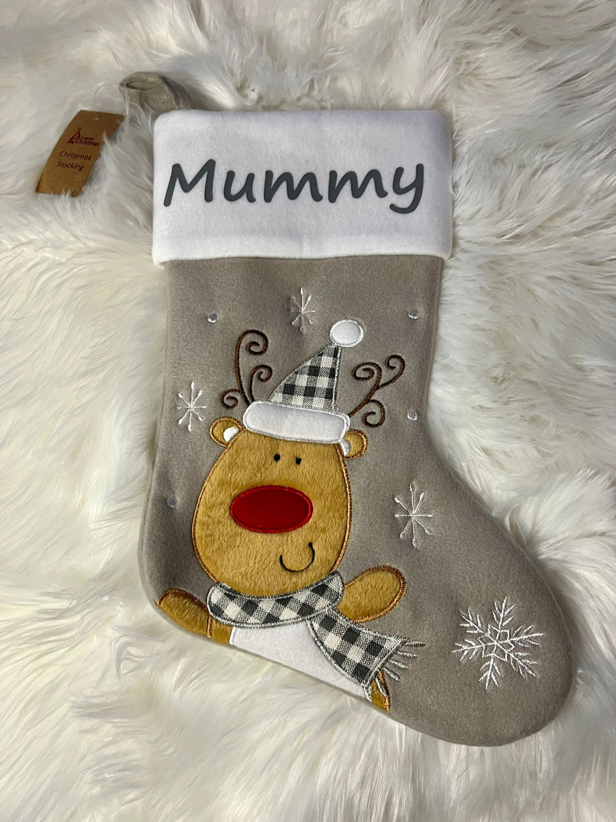 Personalised Beige Christmas Stockings 4 Designs