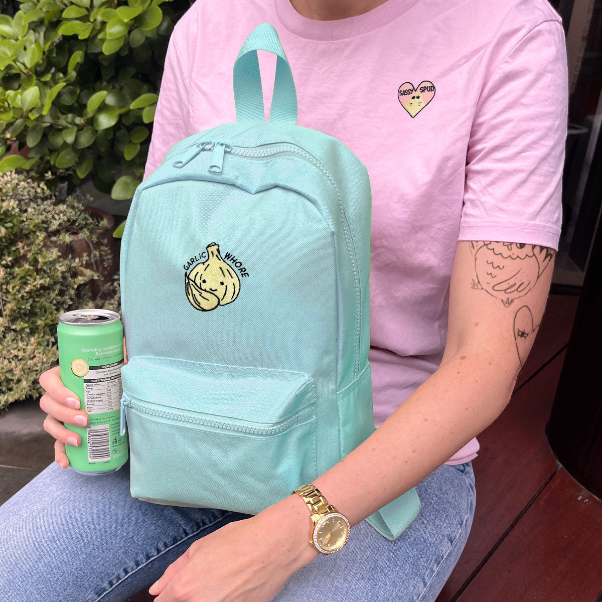Garlic Whore Embroidered Mini Backpack