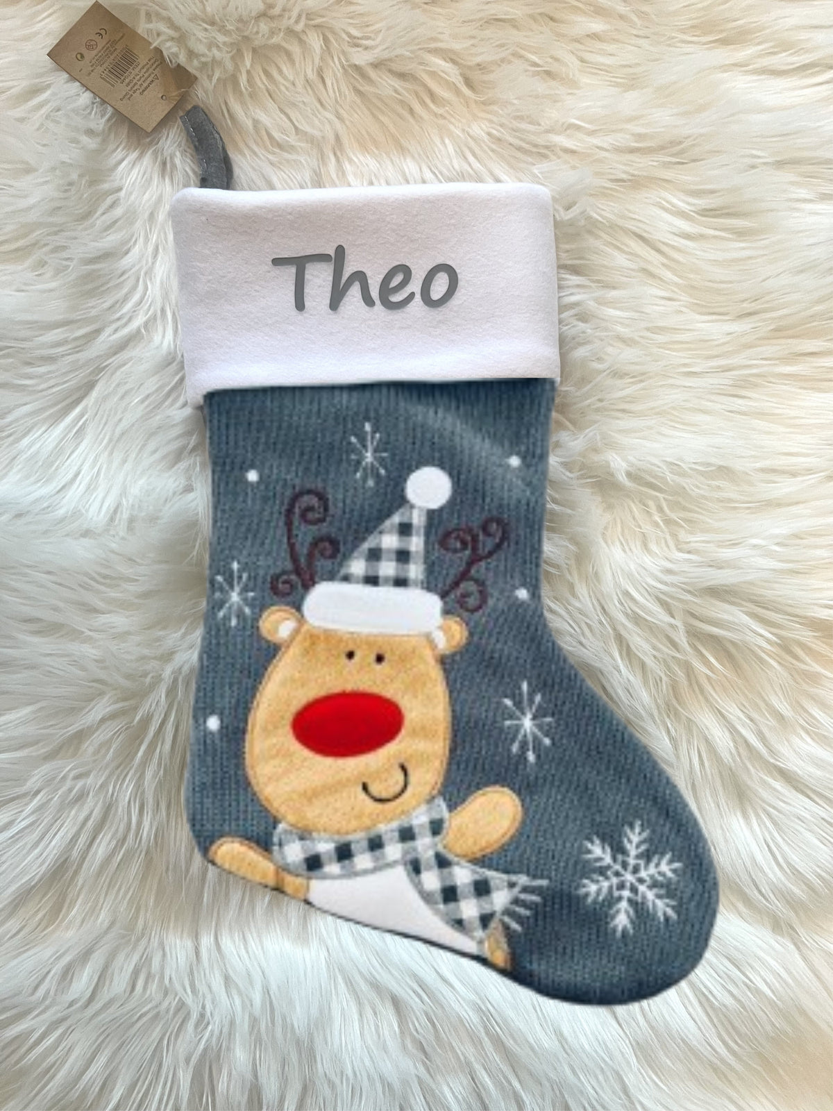 Personalised Christmas Stockings Grey Knitted 6 designs