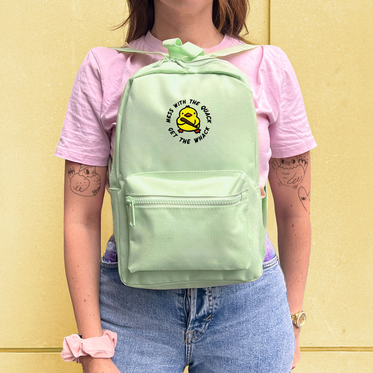 Mess With The Quack Embroidered Mini Backpack