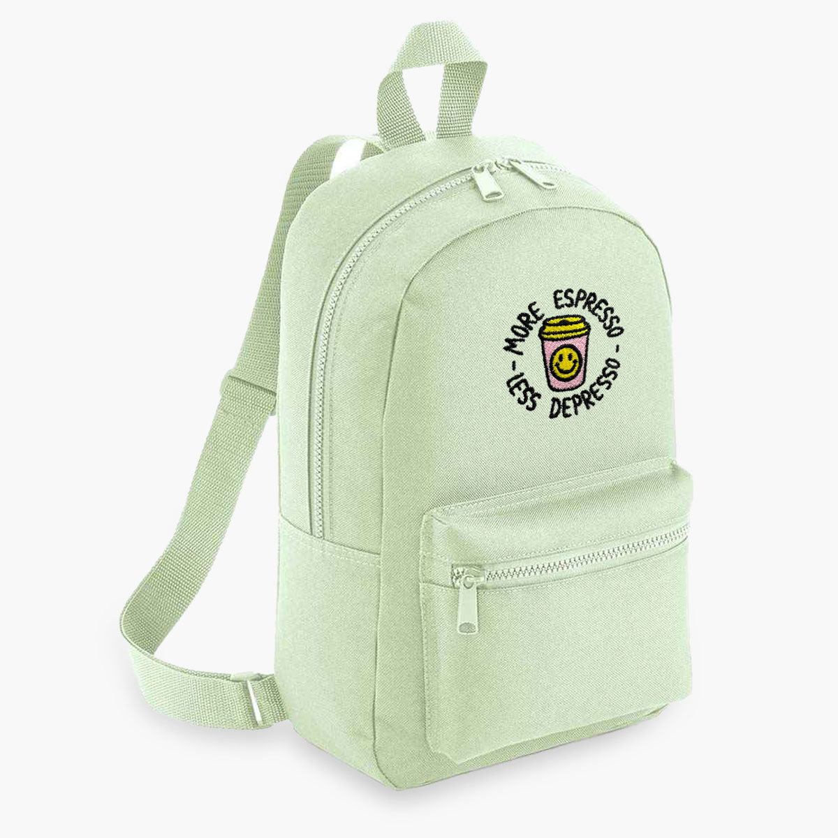More Espresso Less Depresso Embroidered Mini Backpack