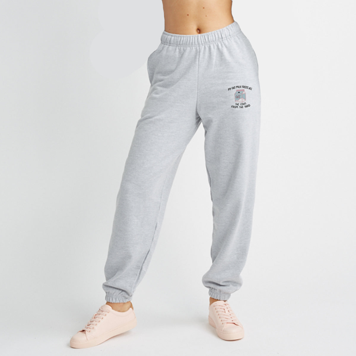 My Oat Milk Frees All The Cows From The Yard Embroidered Joggers (Unisex)