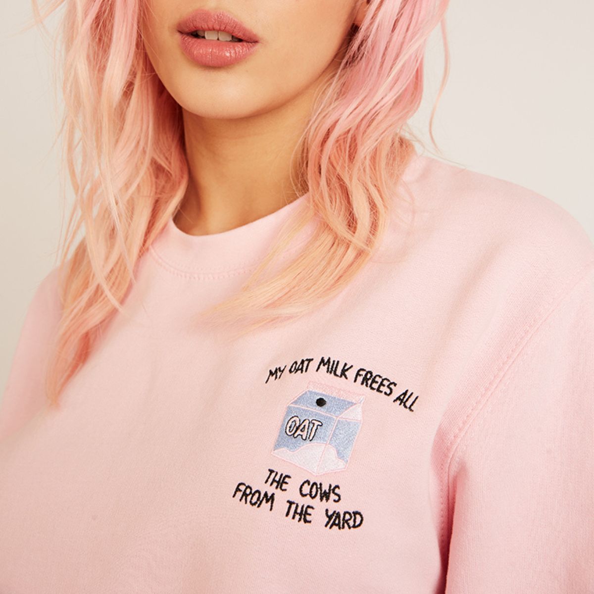 My Oat Milk Frees All The Cows From The Yard Embroidered Sweatshirt (Unisex)