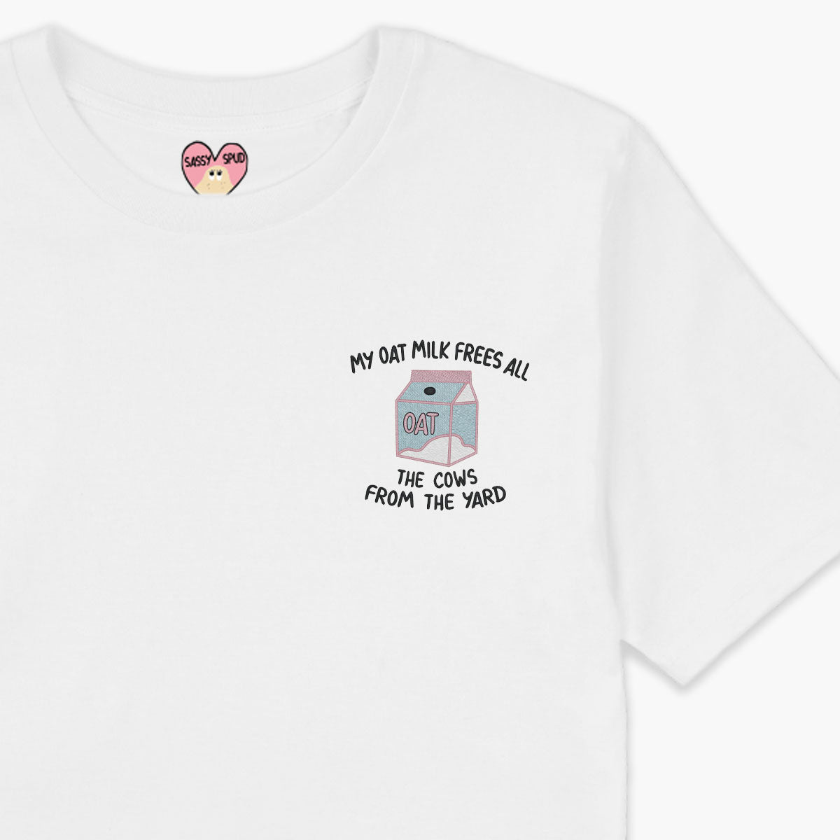 My Oat Milk Frees All The Cows From The Yard Embroidered T-Shirt (Unisex)