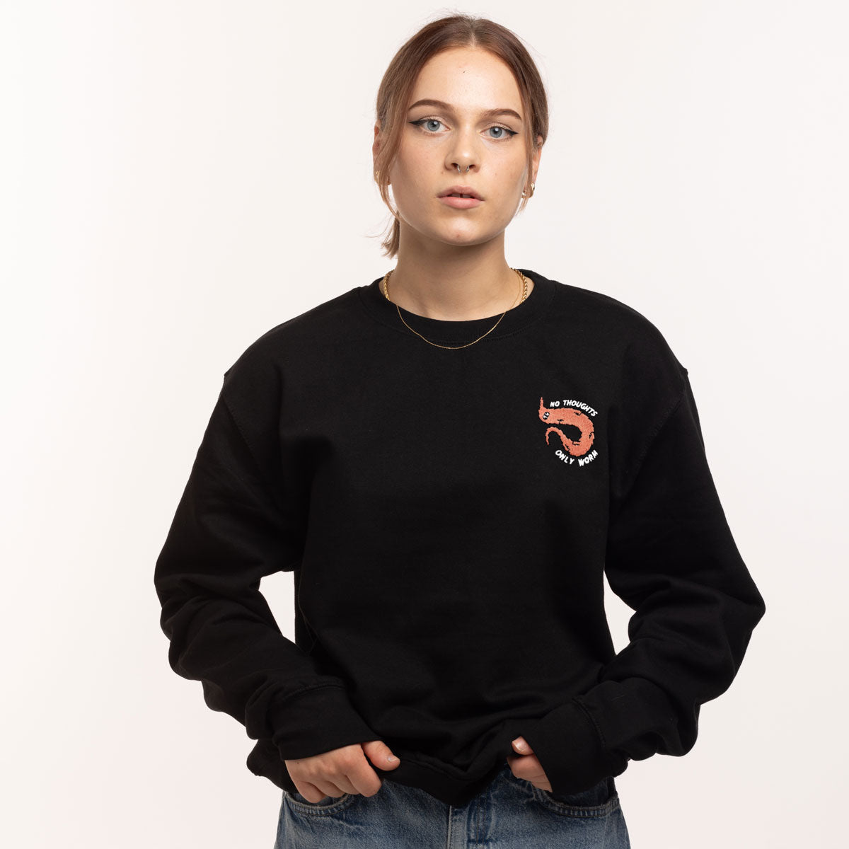 Orange Worm On A String Embroidered Sweatshirt (Unisex)