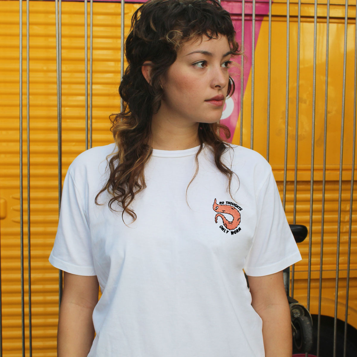 Orange Worm On A String Embroidered T-Shirt (Unisex)