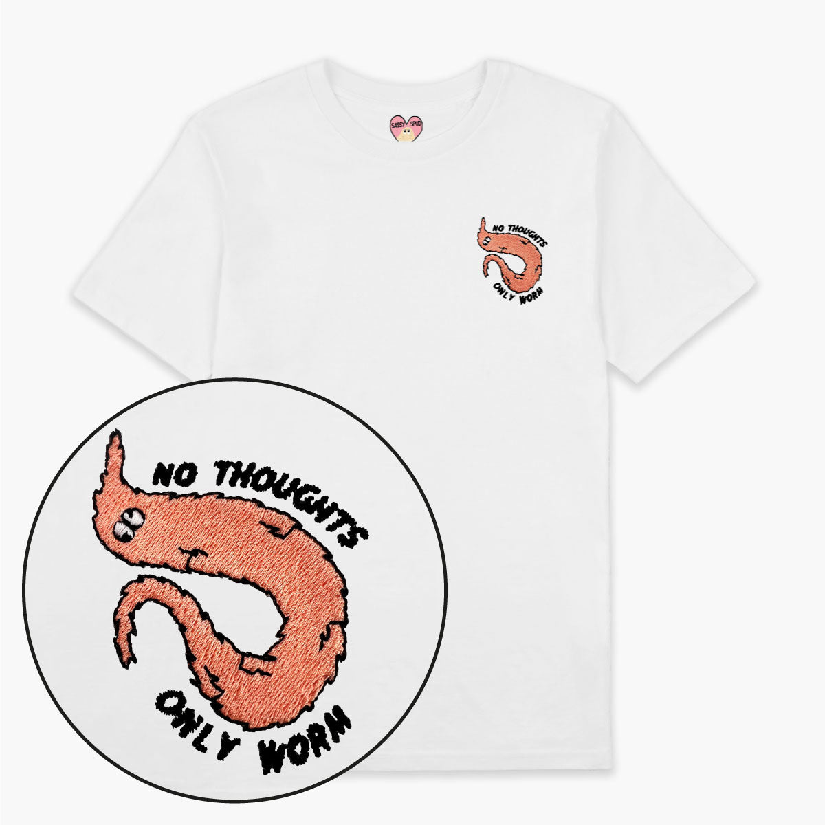Orange Worm On A String Embroidered T-Shirt (Unisex)