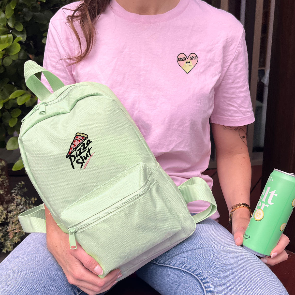 Pizza Slut Embroidered Mini Backpack