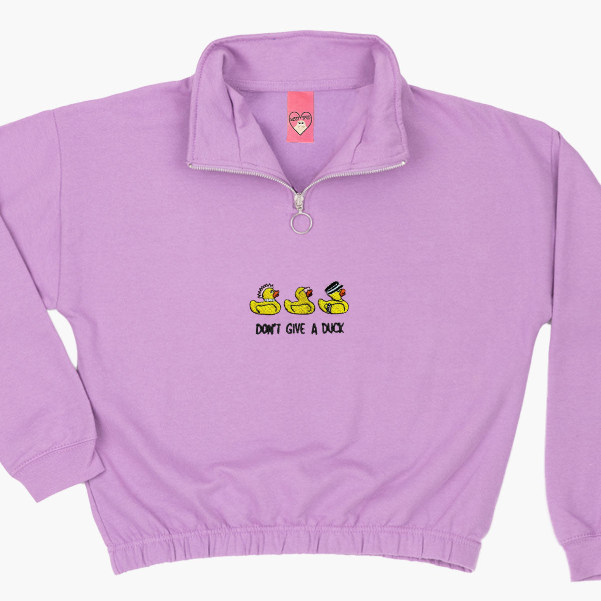 Rubber Ducks Embroidered 1/4 Zip Crop Sweatshirt