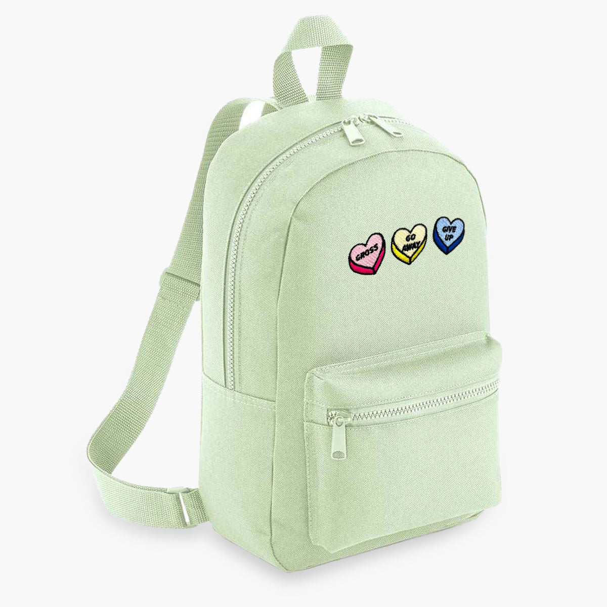 Rude Love Hearts Embroidered Mini Backpack