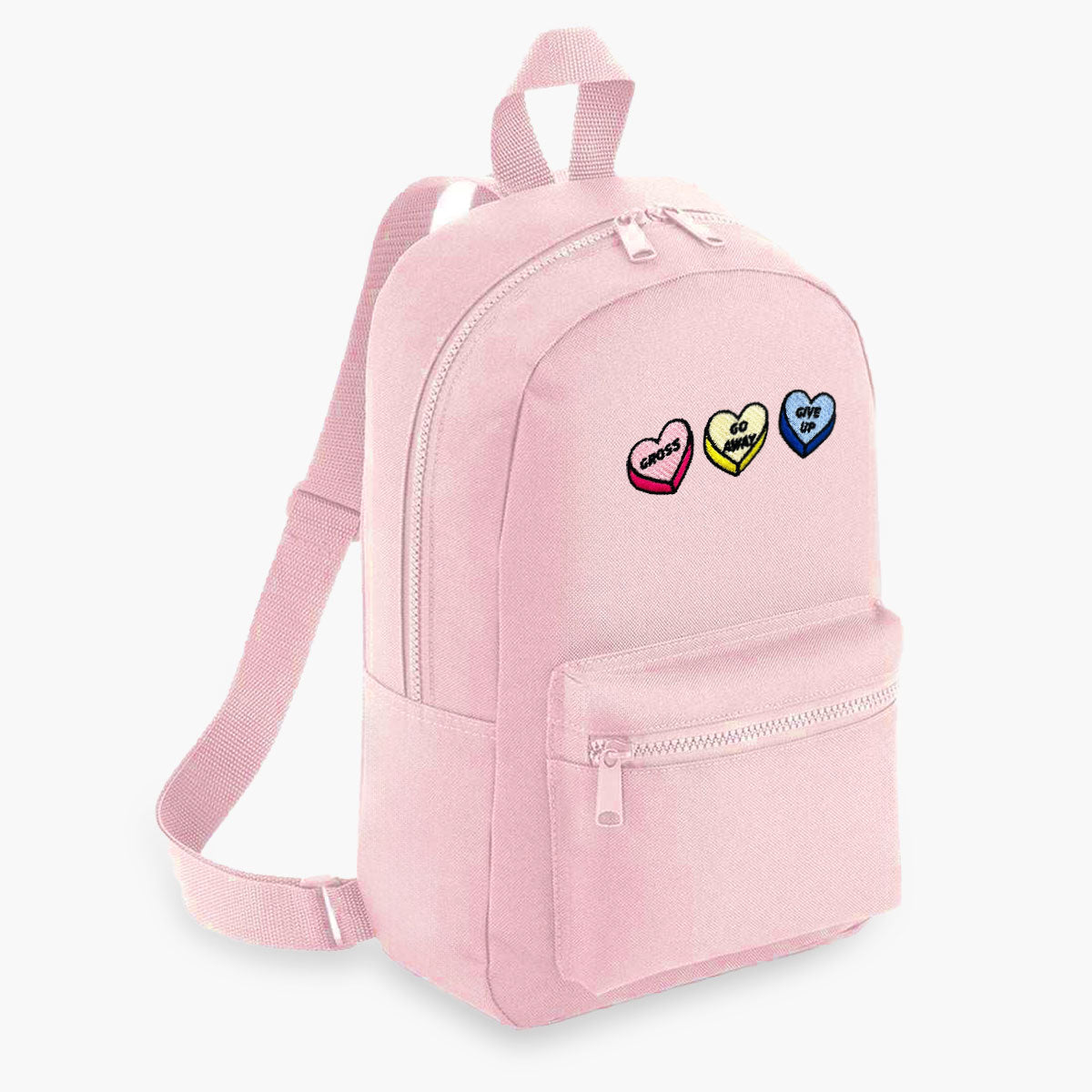 Rude Love Hearts Embroidered Mini Backpack