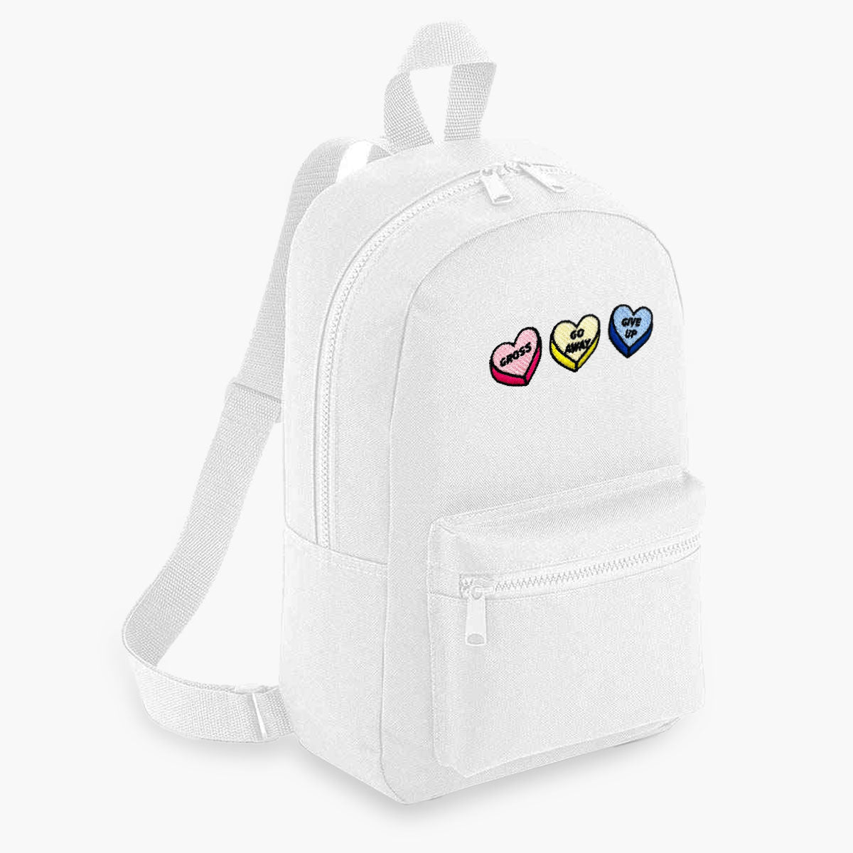 Rude Love Hearts Embroidered Mini Backpack
