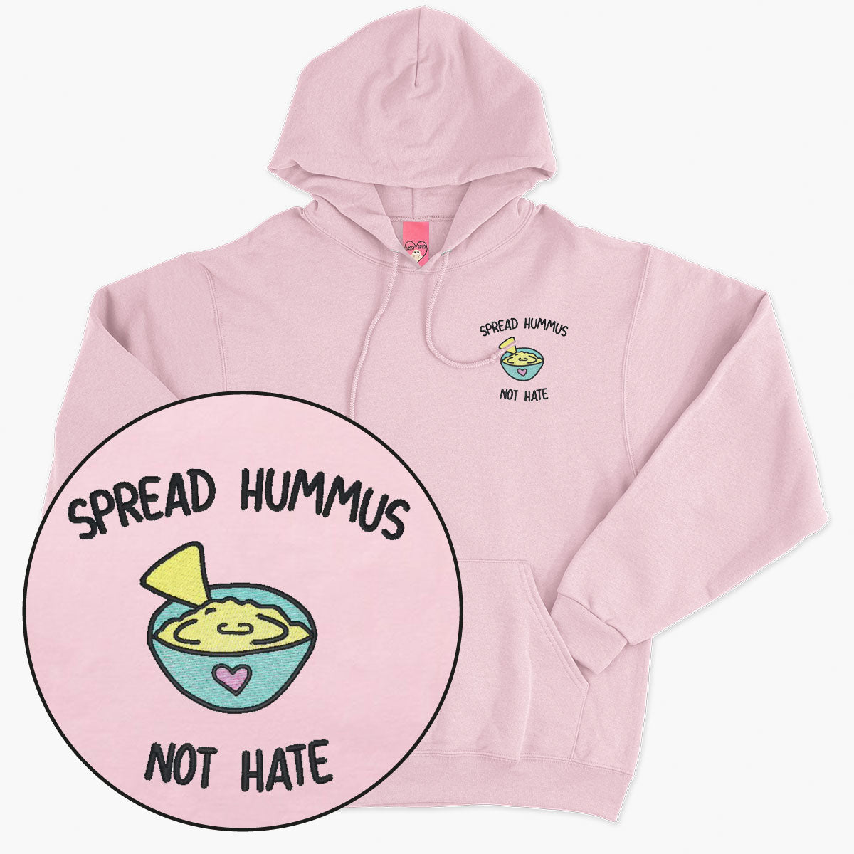 Spread Hummus Not Hate Embroidered Hoodie (Unisex)