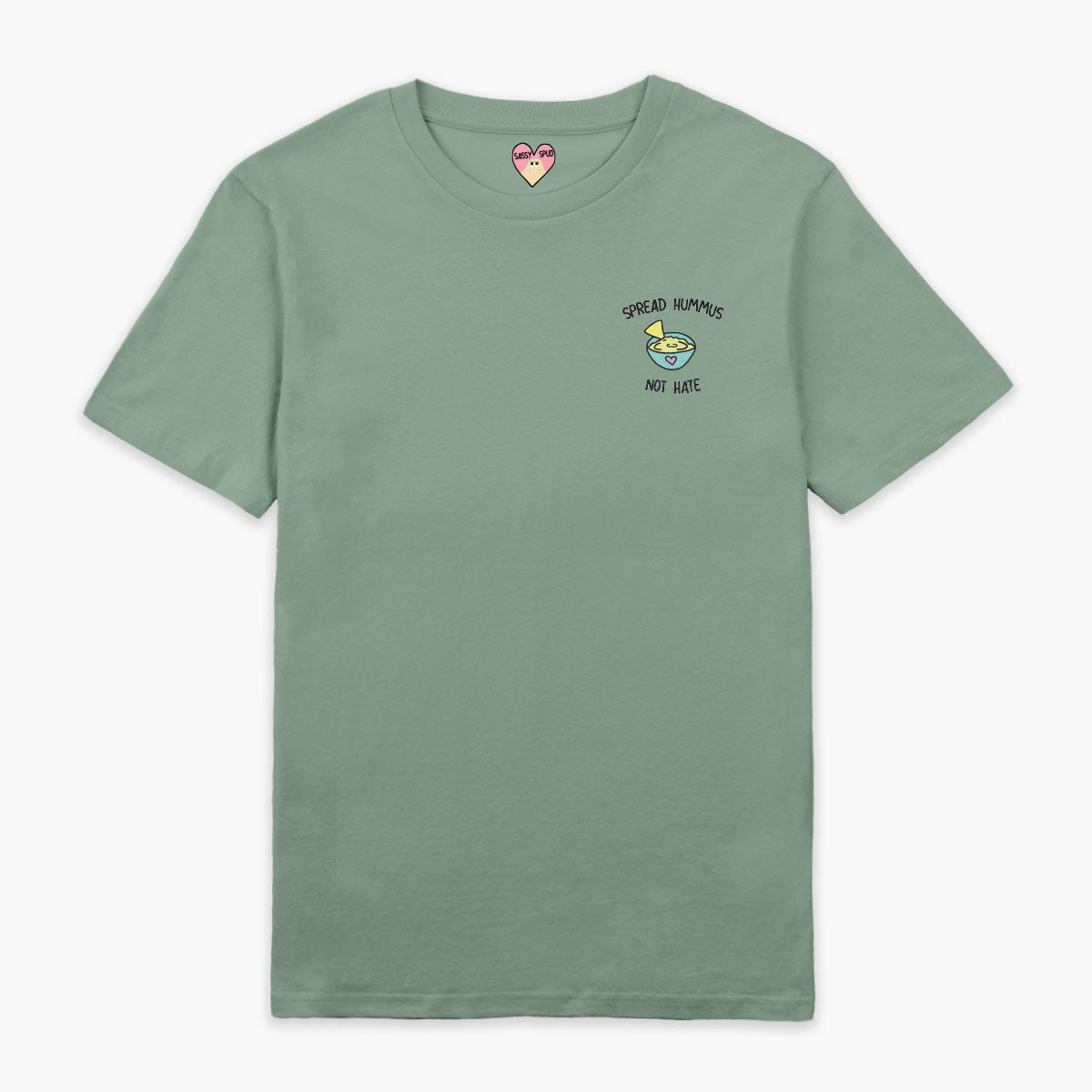 Spread Hummus Not Hate Embroidered T-Shirt (Unisex)