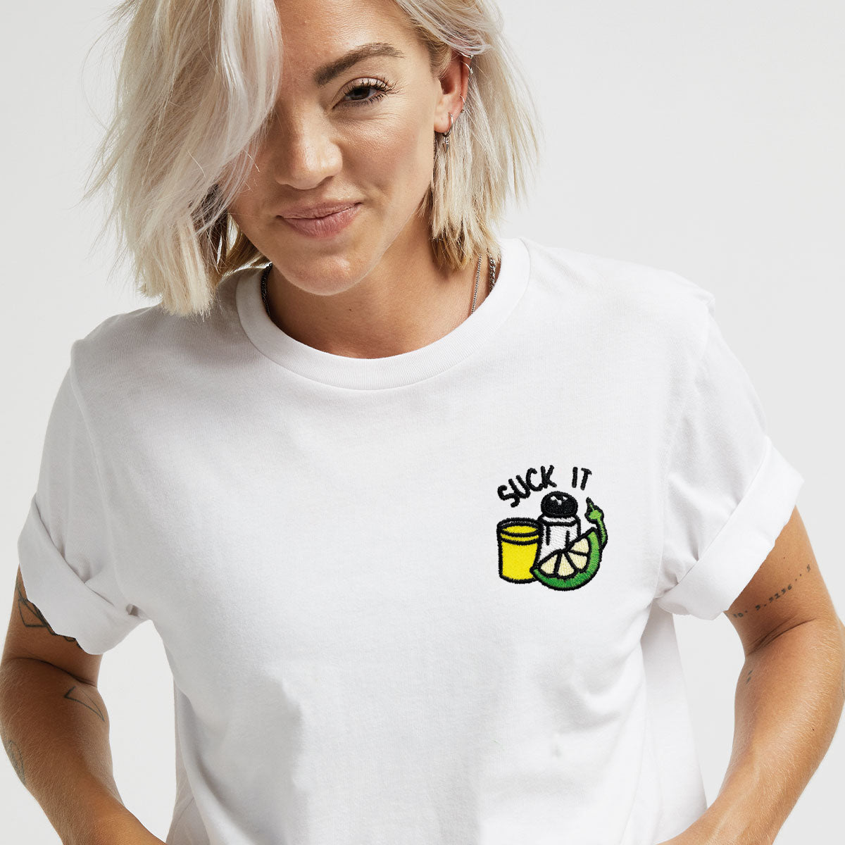 Suck It Tequila Embroidered T-Shirt (Unisex)