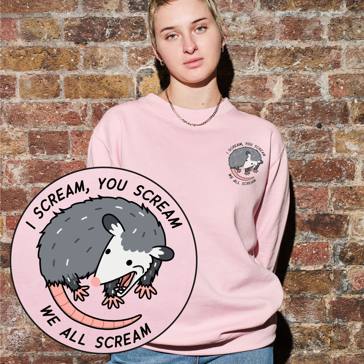 We All Scream Possum Sweatshirt (Unisex)